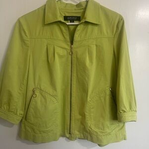 Kasper Women's Green Jacket Size 12 Zip 3/4 Sleeve